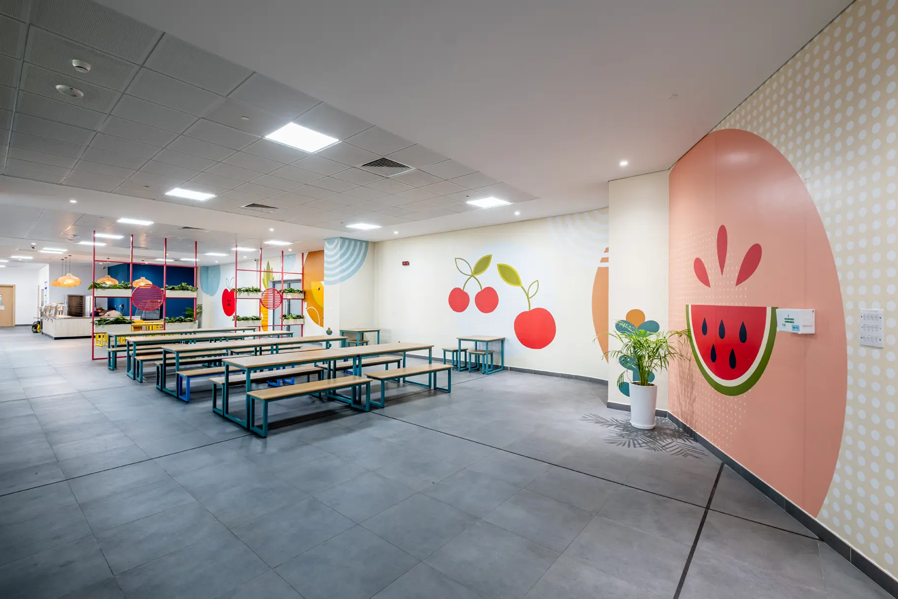 nord anglia abu dhabi canteen wall art