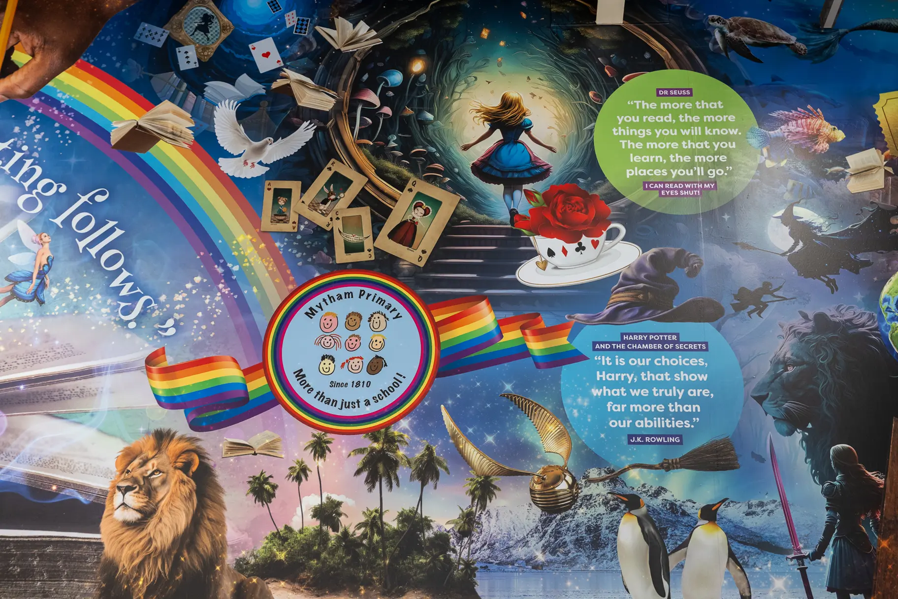 Mytham primary school library wall art