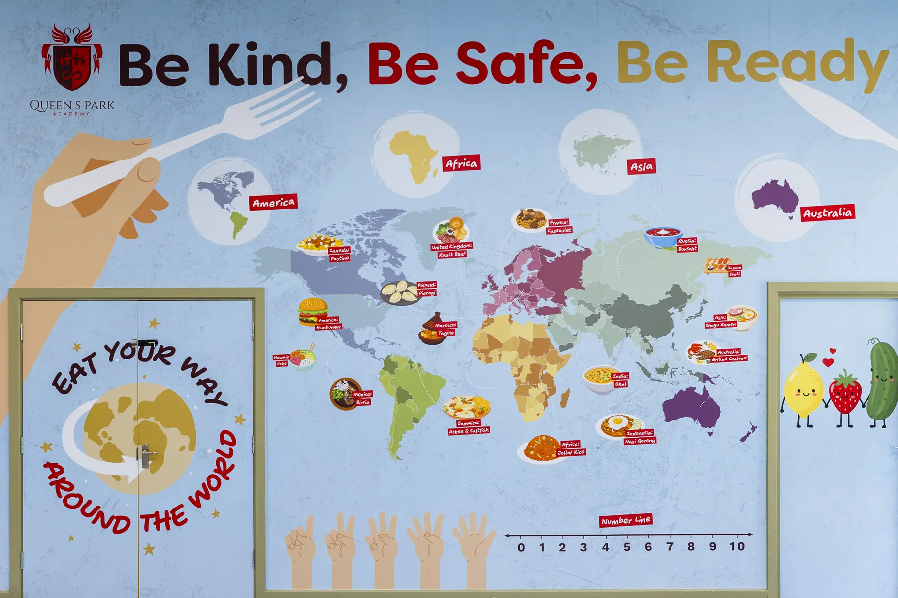 Queens Park academy food map wall art