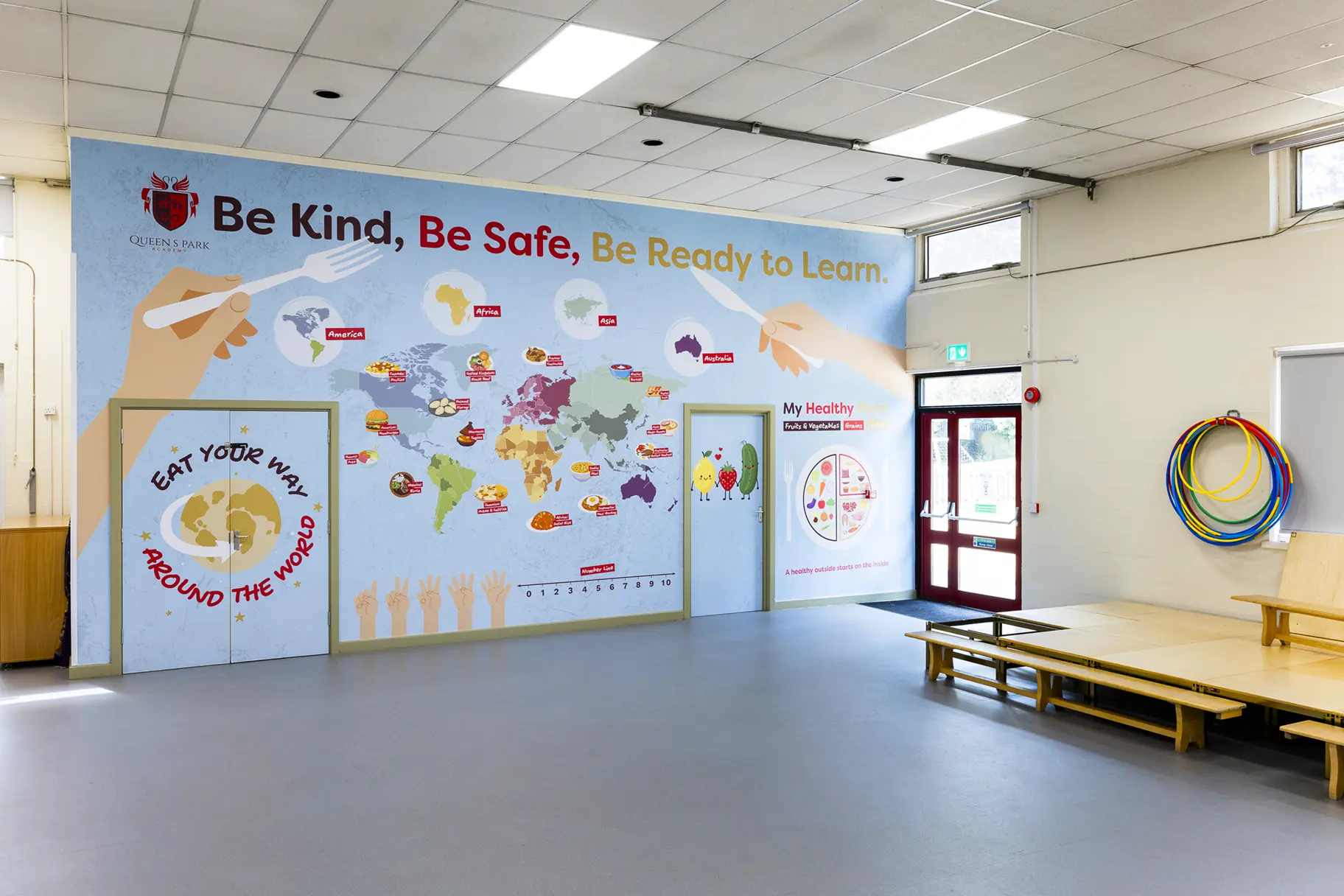 Queens Park academy food map wall art