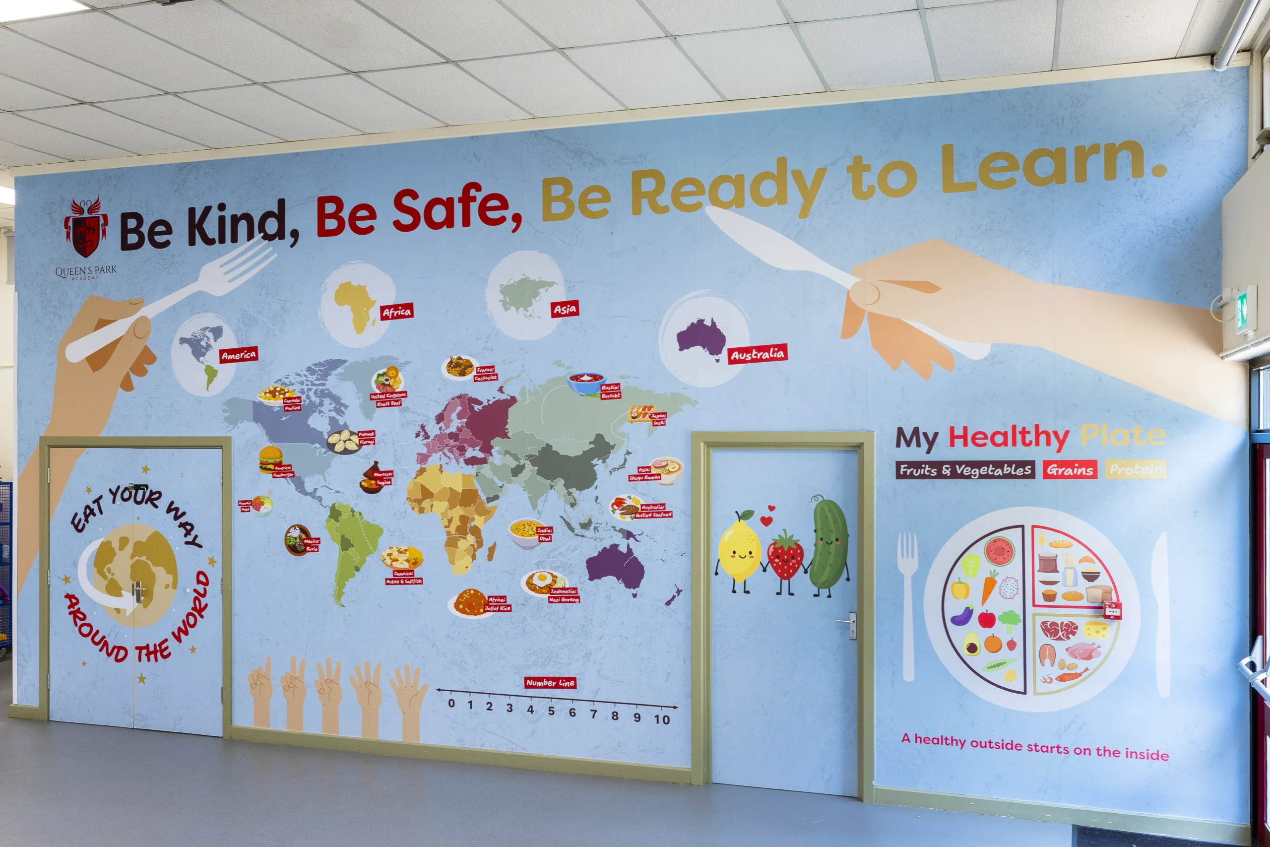 Queens Park academy food map wall art