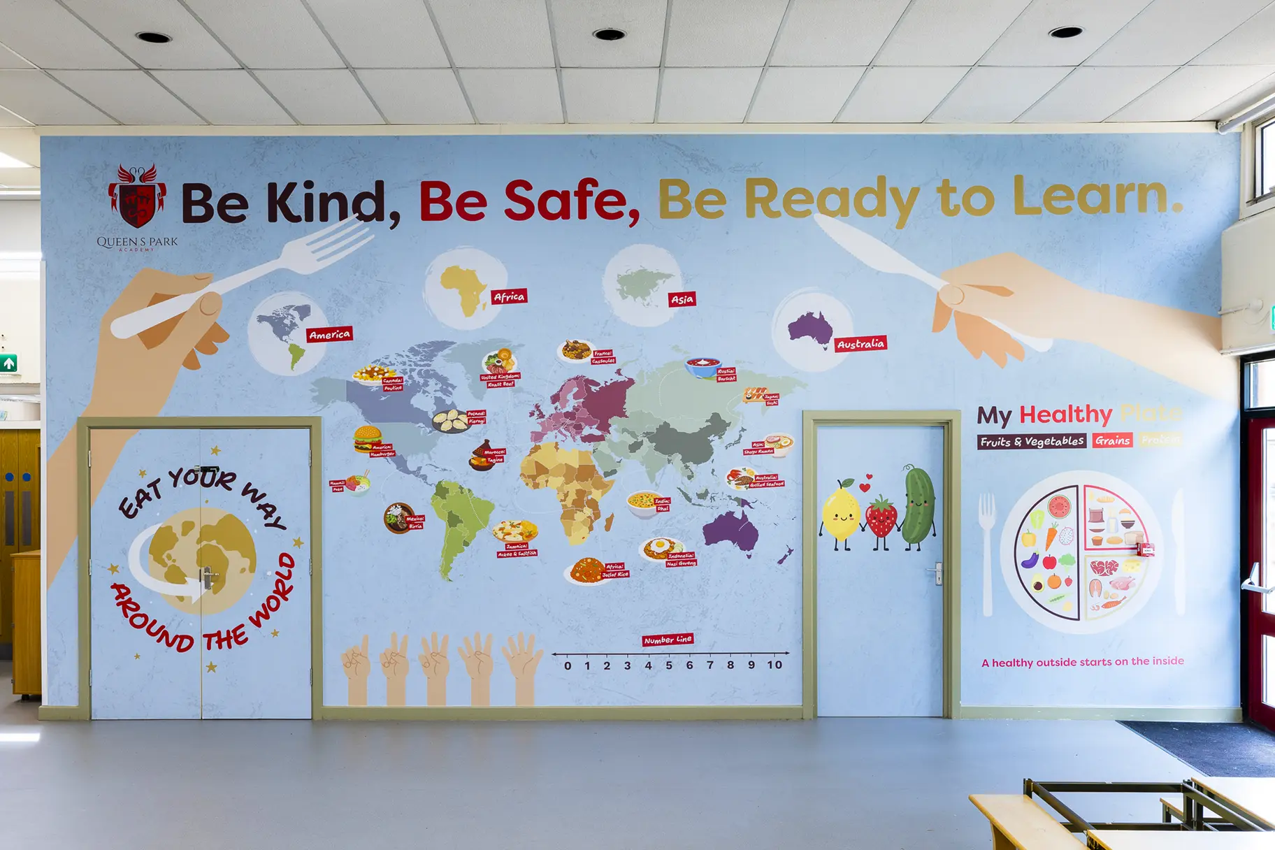 Queens Park academy food map wall art